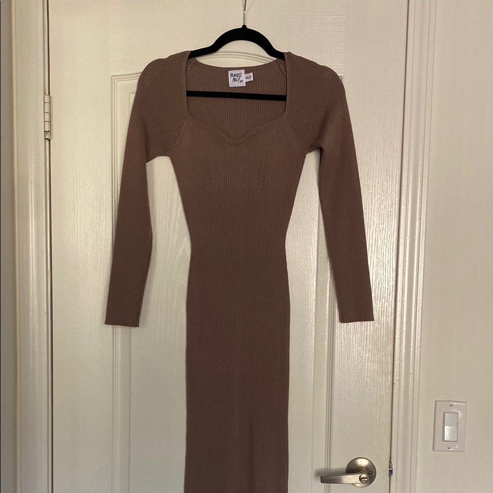 Long Brown Knit Dress
